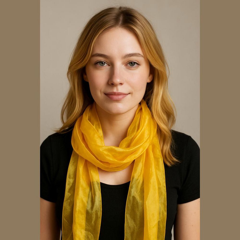Bom Yellow Silk Feel Scarf Made in Korea